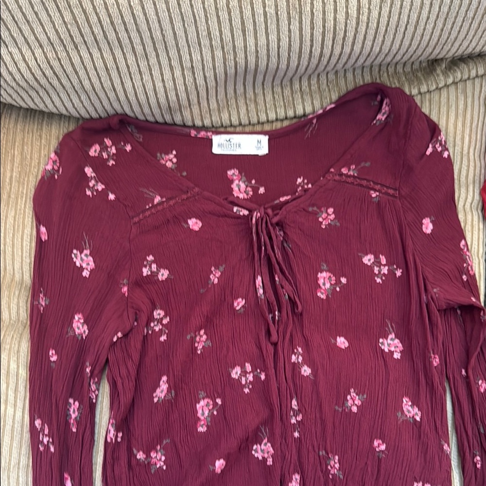 Hollister Burgundy Floral Blouse